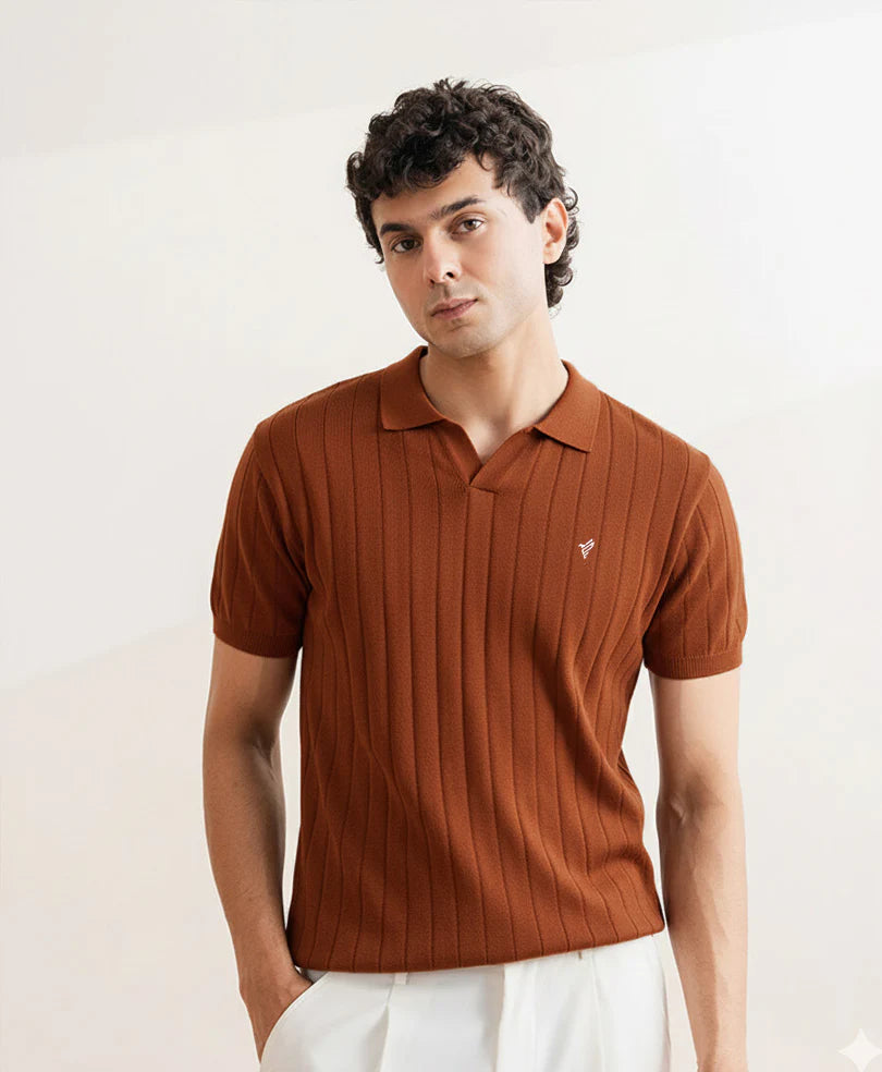 Stone Blue Knitted POLO